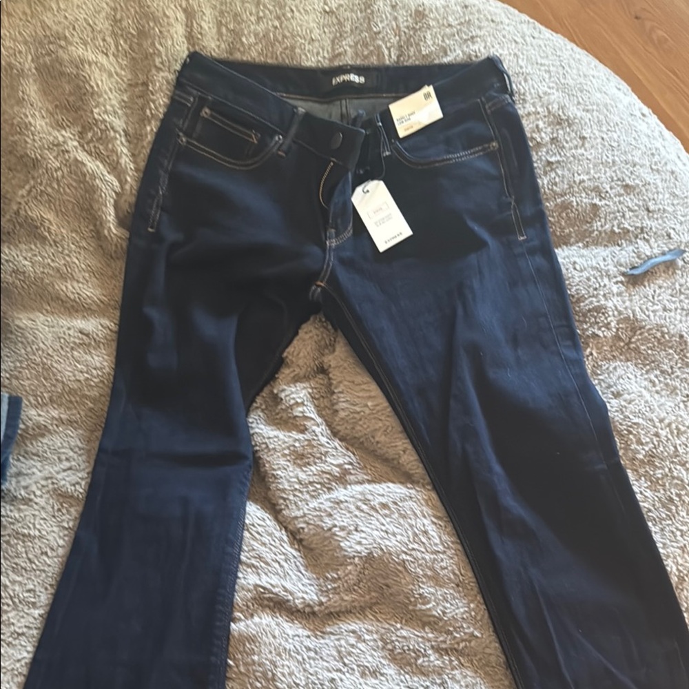Express Women's Dark Blue Barely Boot Cut Jeans